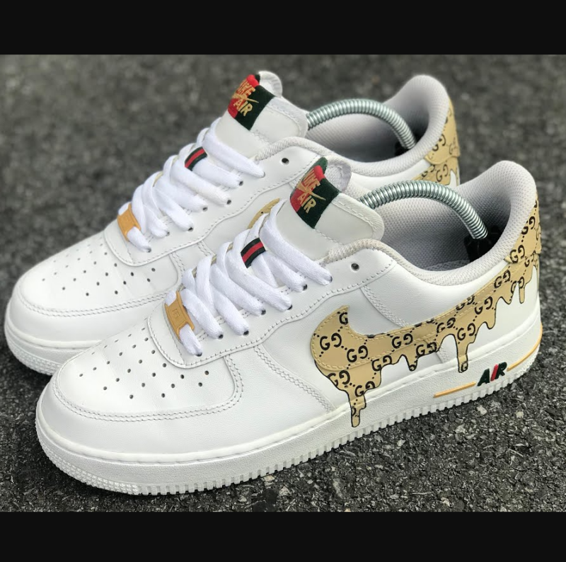 Fashion Luxury Custom LV AF1 Brown Drip Sneaker