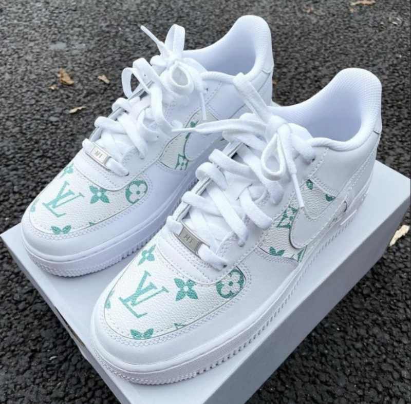 Fashion Luxury Custom LV AF1 Green/Red Sneaker