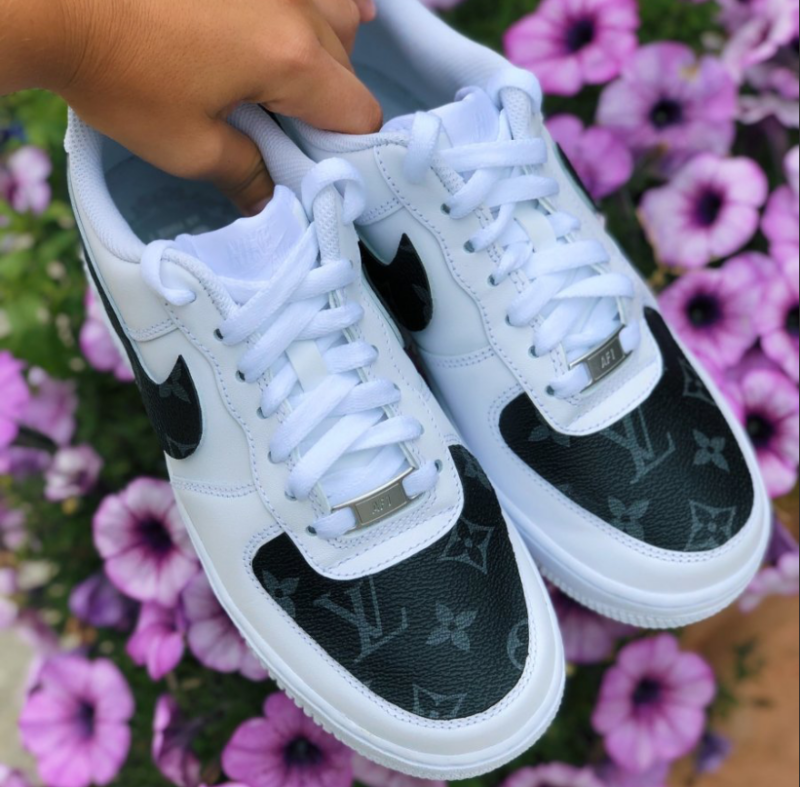 Fashion Luxury Custom AF1 LV Black White Sneaker