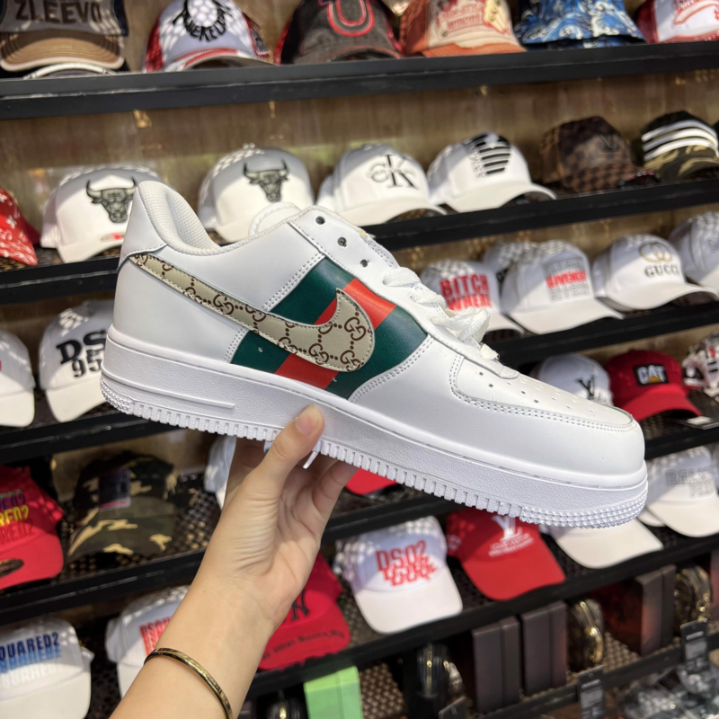 Fashion Luxury Custom Gucci AF1 Brown Sneaker