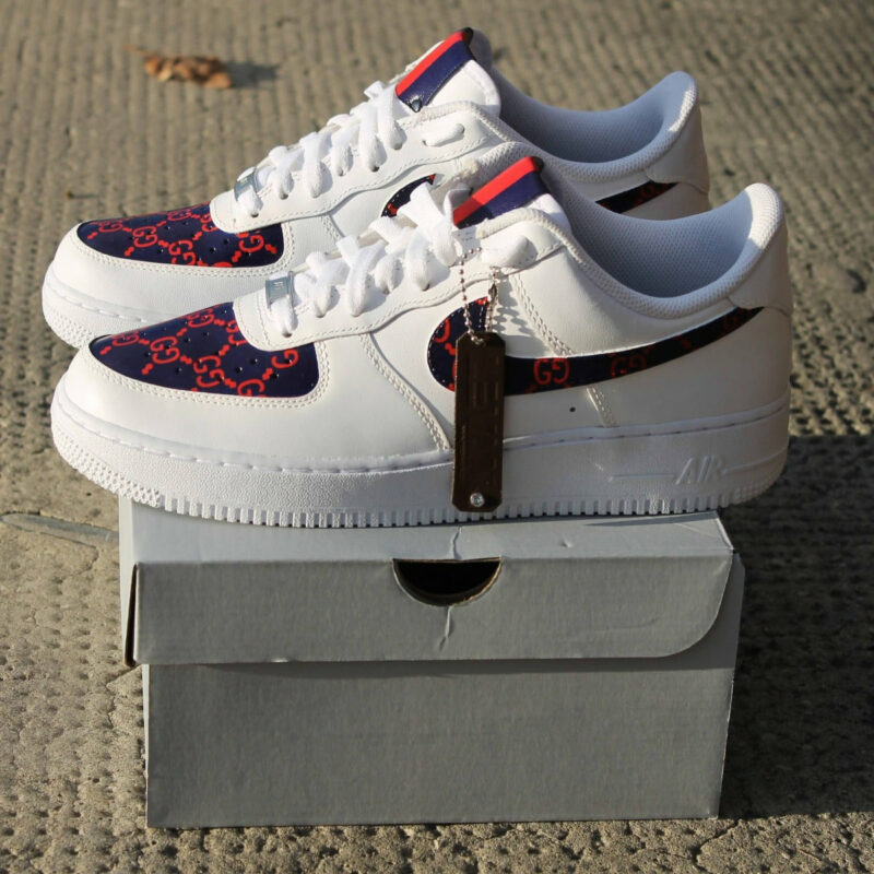 Fashion Luxury Custom Gucci AF1 Blue/Red Sneaker