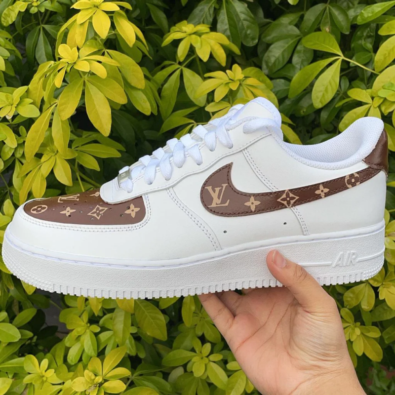 Fashion Luxury Custom LV AF1 Brown Sneaker