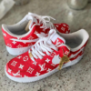 Fashion Luxury Custom LV AF1 Red Sneaker