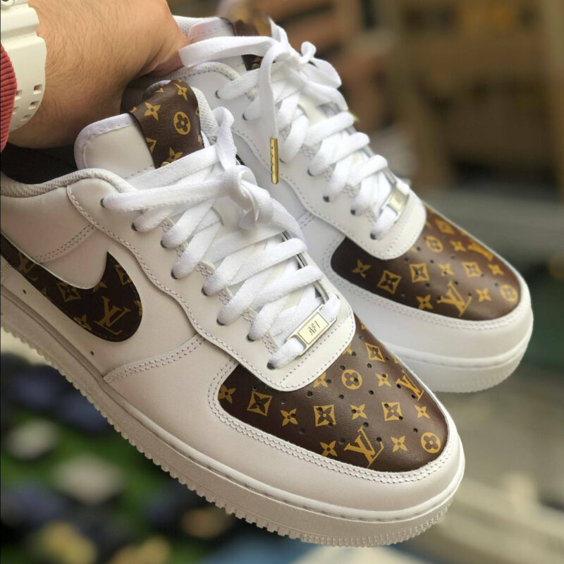 Fashion Luxury Custom LV AF1 Brown Sneaker