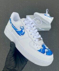 Custom Hand Painted Wave Splash Swoosh Air Force 1 Low