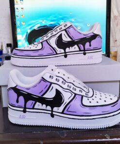 Custom Air Force 1 Cartoon Drip Purple, Custom Air Force 1, Personalized Air Force, Af1 Custom