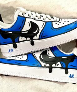 Custom Air Force 1 Cartoon Drip Blue, Custom Air Force 1, Personalized Air Force, Af1 Custom