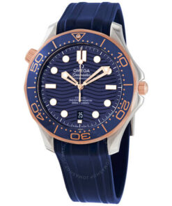 Omega Seamaster Diver Automatic Stainless Steel Sedna Gold Blue Dial Men's 42mm