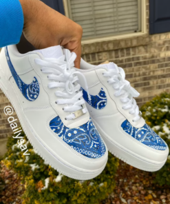 Blue Bandana Air Force 1 Custom, Custom Air Force 1, Personalized Air Force, Af1 Custom