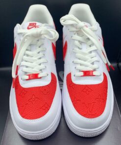 Red Embossed LV Air Force 1 Custom 4781