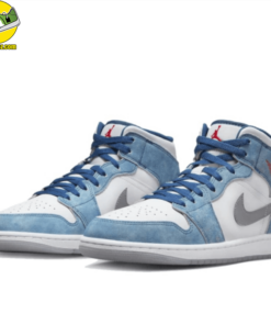 Air Jordan 1 Mid French Blue Fire Red