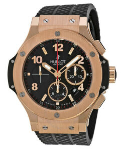 Hublot Big Bang Rose Gold Black Dial Black Rubber Men's Watch 44mm