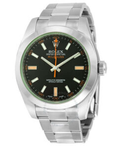 Rolex Milgauss Black Dial Domed Bezel Green Crystal Oyster Bracelet Unisex Watch 40mm