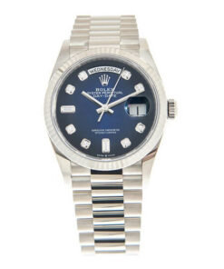 Rolex Day-Date 36 Automatic Blue Diamond Dial White Gold President Watch 36mm