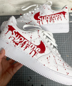 Red Splash Supreme Custom Air Force 1, Custom Air Force 1, Personalized Air Force, Af1 Custom