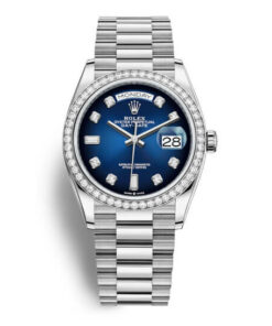 Rolex Day-Date 36 Blue Diamond Dial White Gold President Watch 36mm