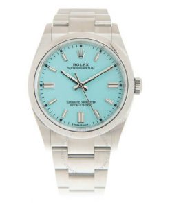 Rolex Oyster Perpetual 36 Automatic Chronometer Turquoise Blue Dial Watch 36mm