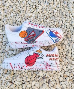 Miami Heat Basketball Custom Air Force 1, Basketball Nike Air Force 1 Miami Heat Custom Girls Gs Women Men Af1