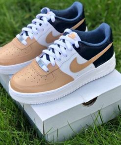 Beige and Navy Blue Custom Air Force 1