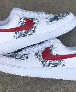 Bape and Red Swoosh Custom Air Force 1