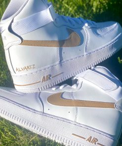 Beige Tan Swoosh Custom Air Force 1