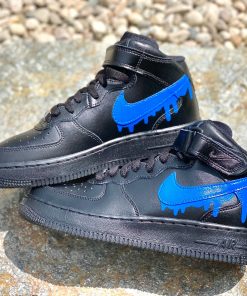 Blue Drip And Black Sneaker Custom Air Force 1