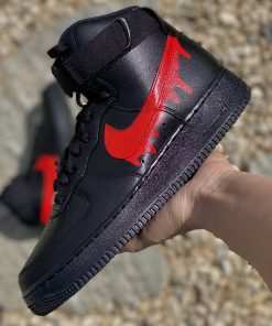 Black Air Force 1 with Red Drip Custom Air Force 1