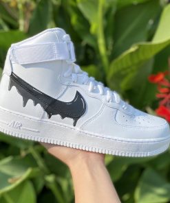 Black Drip with White Cartoon Outline Custom Air Force 1