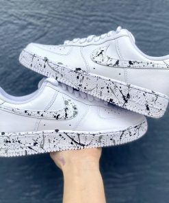 Black and Gray Splatter Swoosh Custom Air Force 1