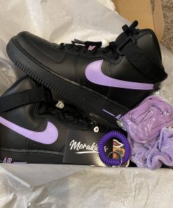 Black and Lavender Light Purple Check Swoosh Custom Air Force 1