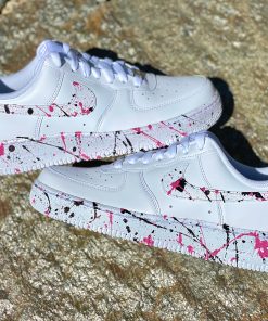 Black and Pink Splatter Swoosh Custom Air Force 1