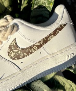 Bandanna Swoosh Custom Air Force 1, Brown X Cream Bandanna Custom Air Force 1