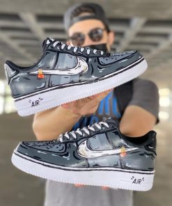 Cartoon Black Grey Custom Air Force 1