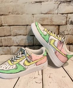 Cartoon Pastel Painted Custom Air Force 1