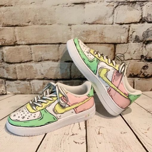 Cartoon Pastel Painted Custom Air Force 1