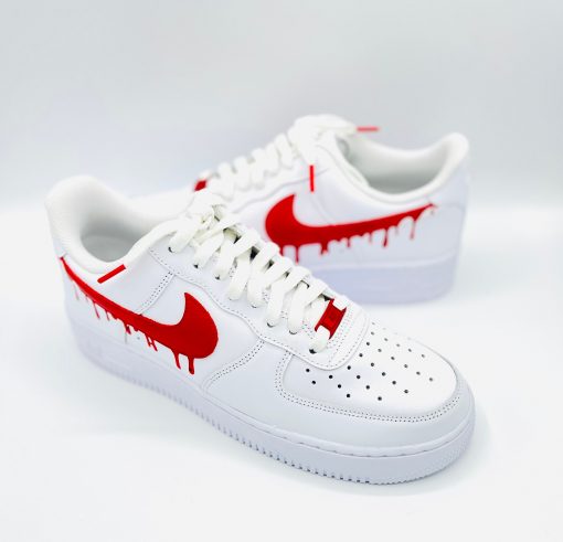 Red Dripping Swoosh Custom Air Force 1