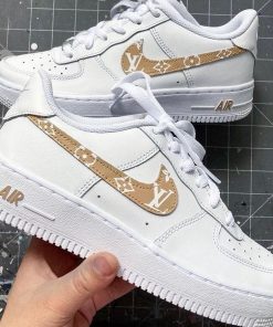 Beige LV Swoosh Custom Air Force 1