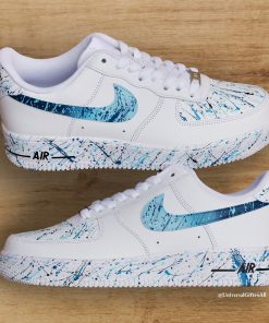 Custom Air Force 1 Blue Splatters