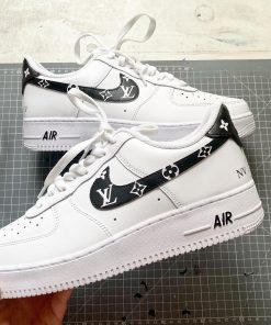 Black Swoosh Lv Custom Air Force 1