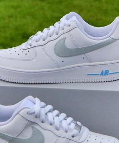 Swoosh Grey Blue Custom Air Force 1