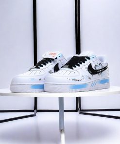 Blue Love Heart Graffiti Custom Air Force 1