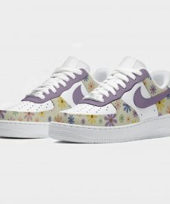 Purple Beige Floral Custom Air Force 1