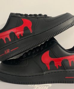 Black Red Drip Custom Air Force 1