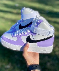 Lavender Light Purple Black Color Swoosh Custom Air Force 1