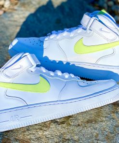 Lime Yellow Tongue Tab Swoosh Check Custom Air Force 1