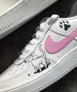 Pink Cat Painted Custom Air Force 1