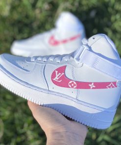 Pink LV Swoosh Custom Air Force 1