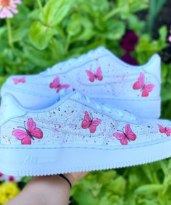 Pink Butterflies Splatter Custom Air Force 1