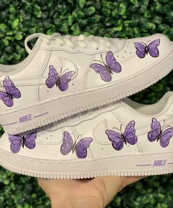 Purple Butterflies Splatter Custom Air Force 1