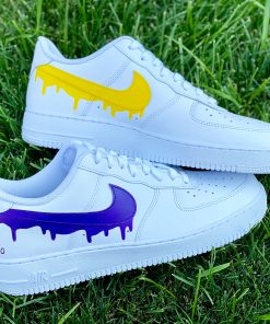 Purple Yellow Lakers drip Custom Air Force 1